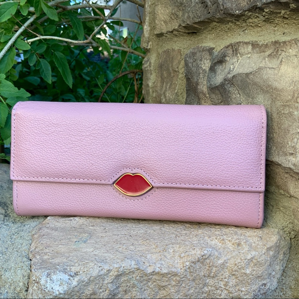 LULU GUINNESS pink lip Cora leather wallet - Picture 13 of 16